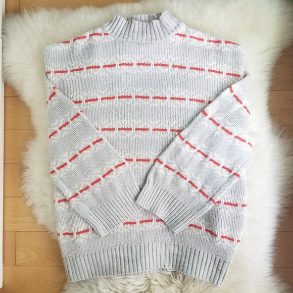 Simons | Abstract pattern oversized knit sweater gray S/P - Picture 9 of 10